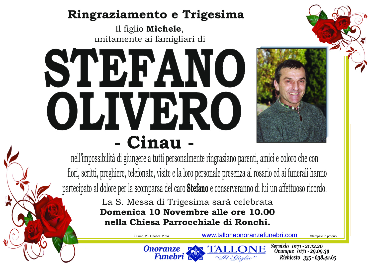 <br />
<b>Warning</b>:  Undefined variable $info in <b>/home/tallone/public_html/ringraziamenti.php</b> on line <b>68</b><br />
Stefano Olivero